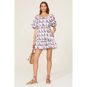 Banjanan Harley Patchwork Dress Flattering Puff Sleeves , Size L Rt. $310